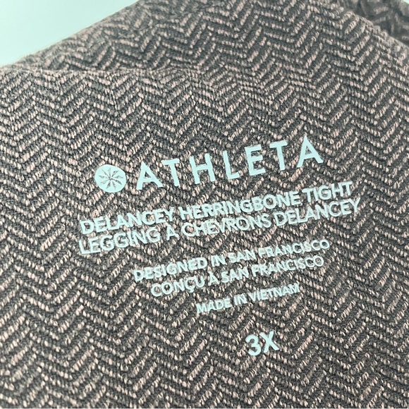Athleta 3X Delancy Herringbone Tight Brown 0216 Leggings Brown Pockets Plus Size - Picture 6 of 10